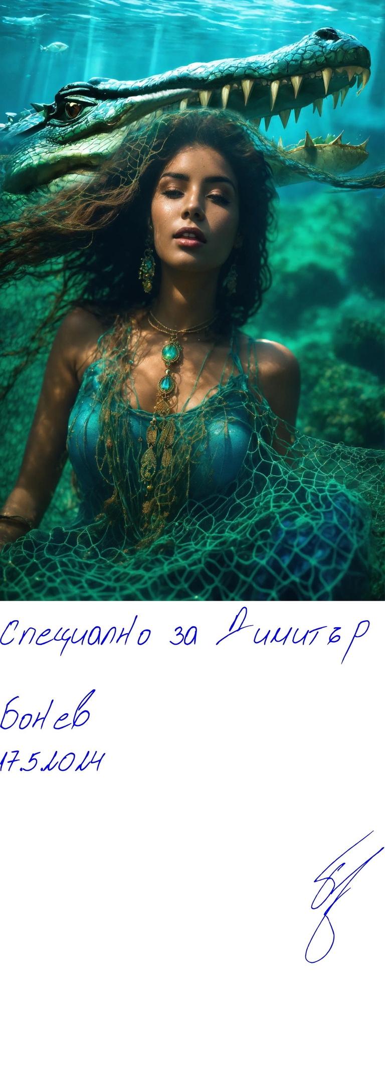 Ерихе египтянката - erihe in the water_2 - Подписана илюстрация за Димитър Бонев