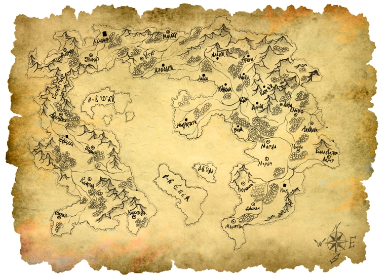 Задругата на воина - Зората на боговете - Map - for print - light - darker