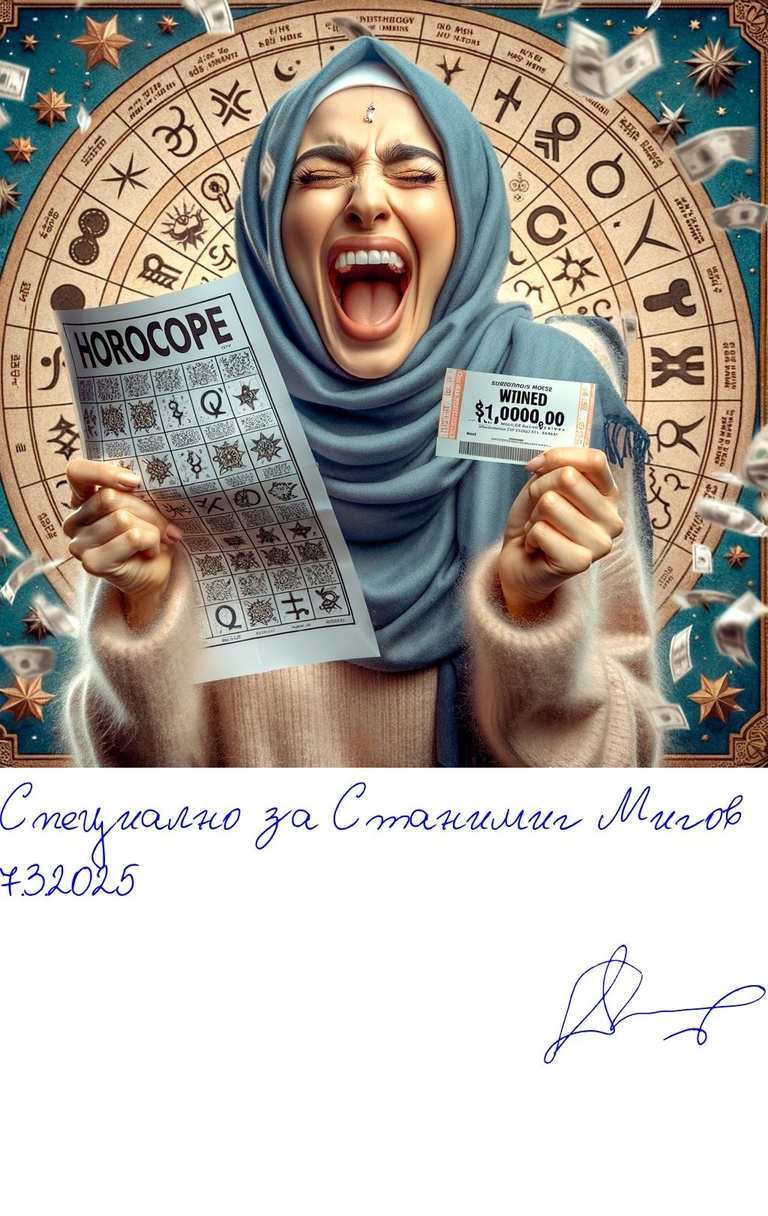 Камина - Разкази - Милион според хороскопа - Подписана илюстрация за Станимир Миров