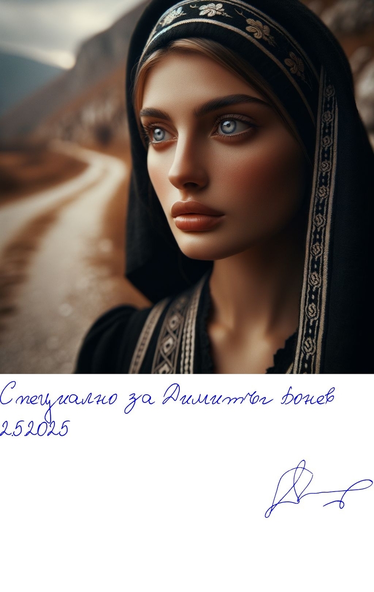 Къщата с белия сайвант - Жена с поглед към миналото. - Подписана илюстрация за Димитър Бонев