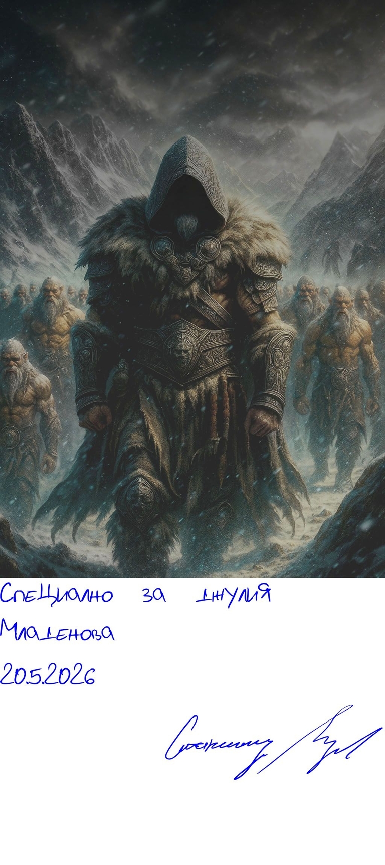 Луксозна колекция Миров - Легенда за бронз и желязо - rabotnakorica copy - Подписана илюстрация за Специално за Джулия Младенова