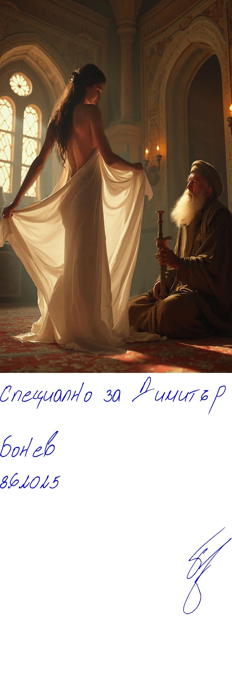 Началото - 503333392_763457532916036_5813165549804593177_n - Подписана илюстрация за Димитър Бонев