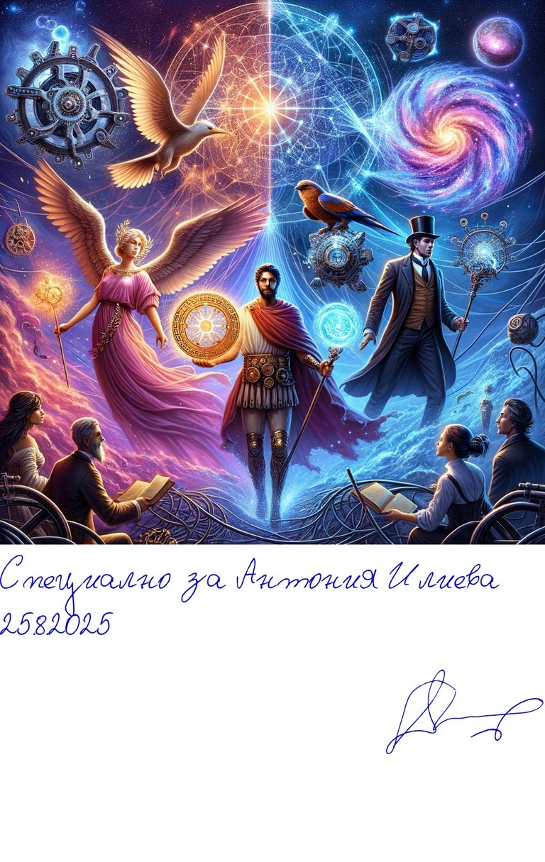 Перо от акула - Борба между магия и технологии. - Подписана илюстрация за Антония Илиева
